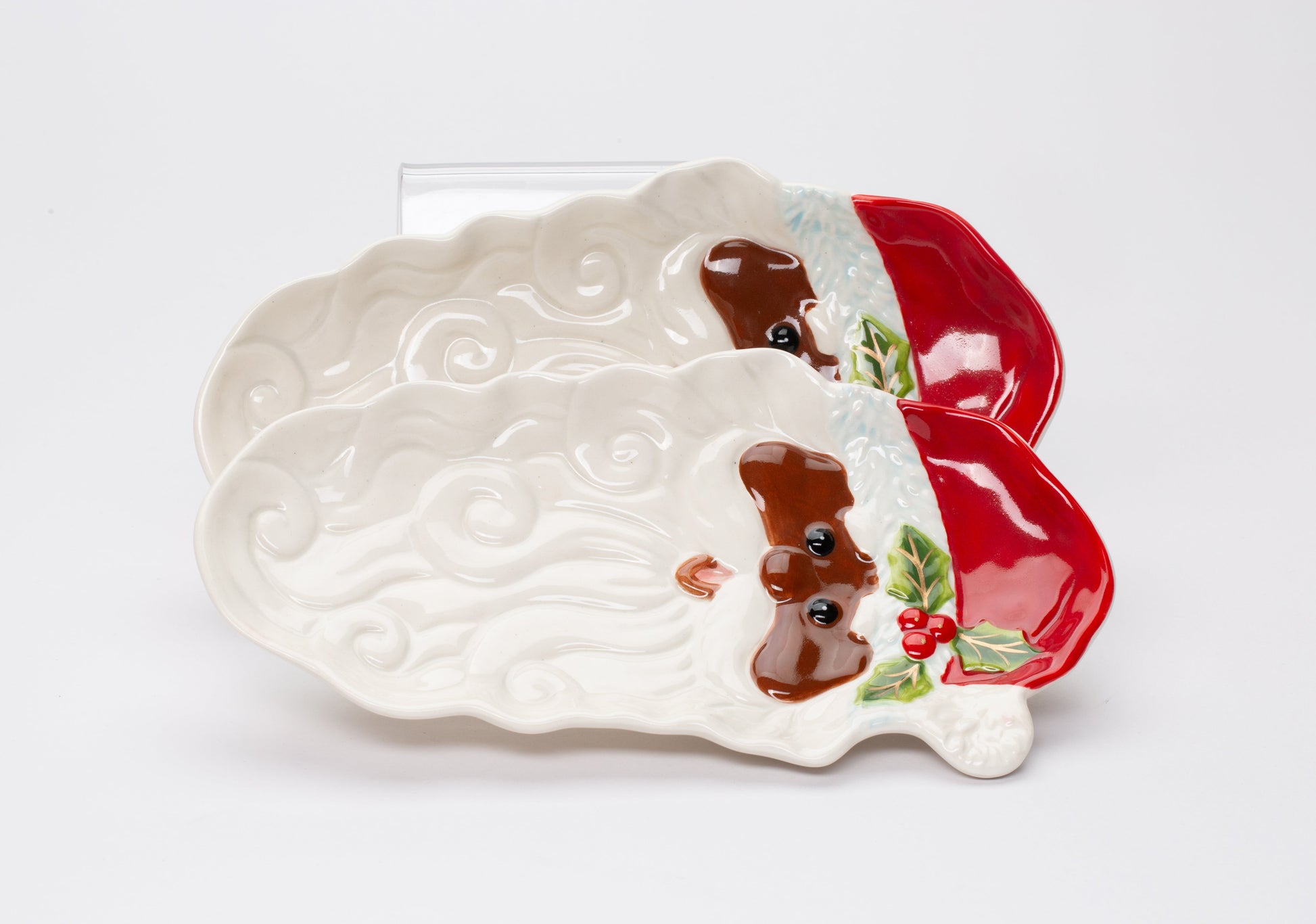 Ceramic African American Santa Dish/Spoon Rest Set/2 Home Décor Gift for Her Gift for Mom Kitchen Décor Christmas Décor