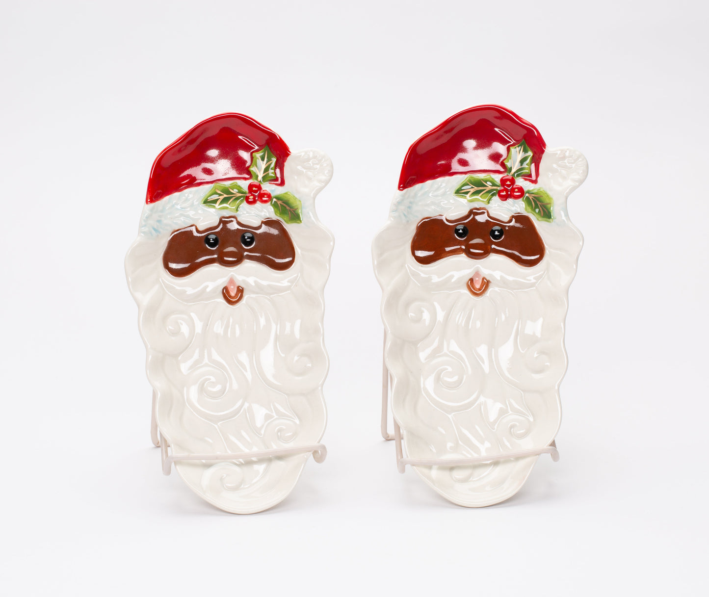 Ceramic African American Santa Dish/Spoon Rest Set/2 Home Décor Gift for Her Gift for Mom Kitchen Décor Christmas Décor