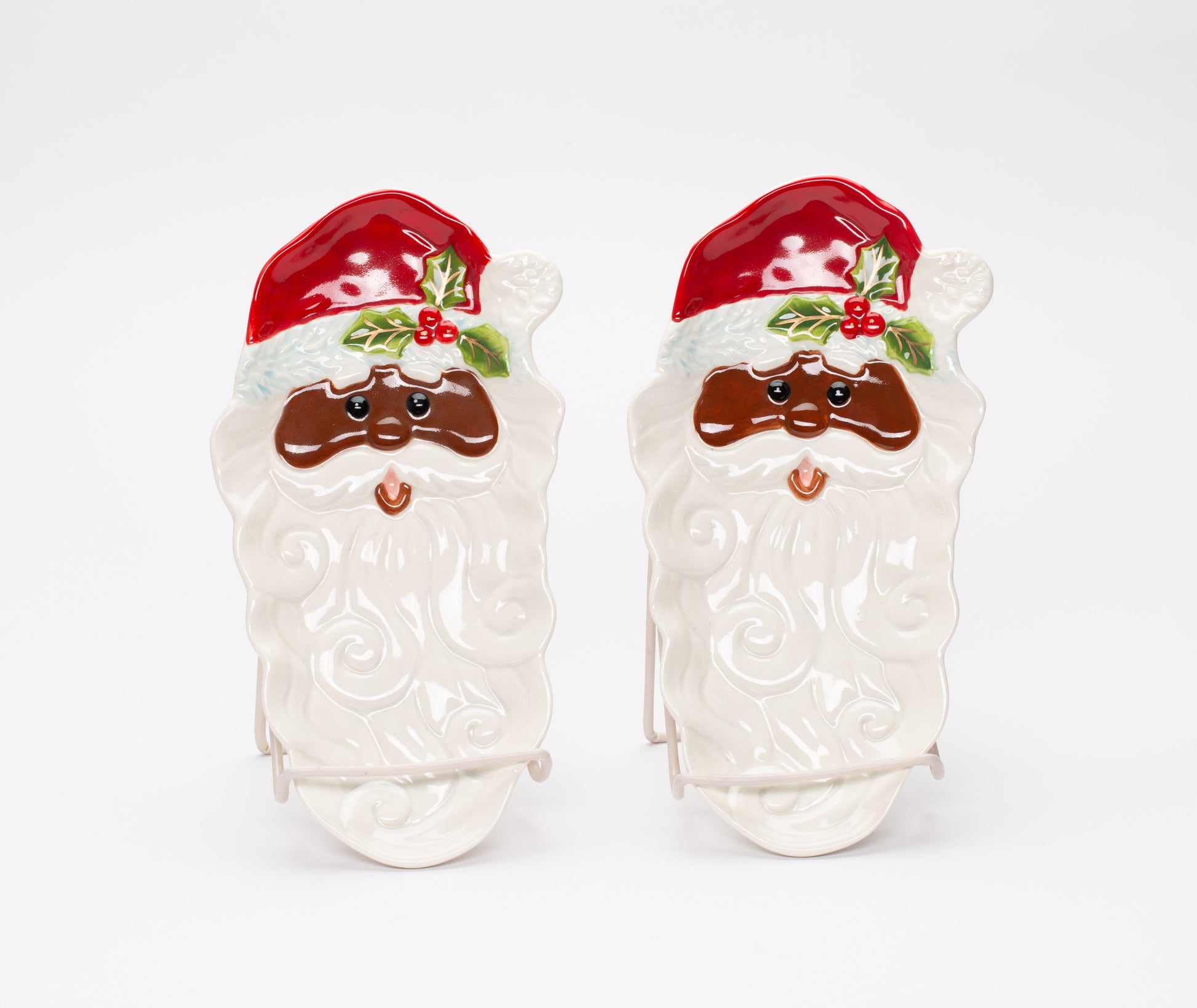 Ceramic African American Santa Dish/Spoon Rest Set/2 Home Décor Gift for Her Gift for Mom Kitchen Décor Christmas Décor
