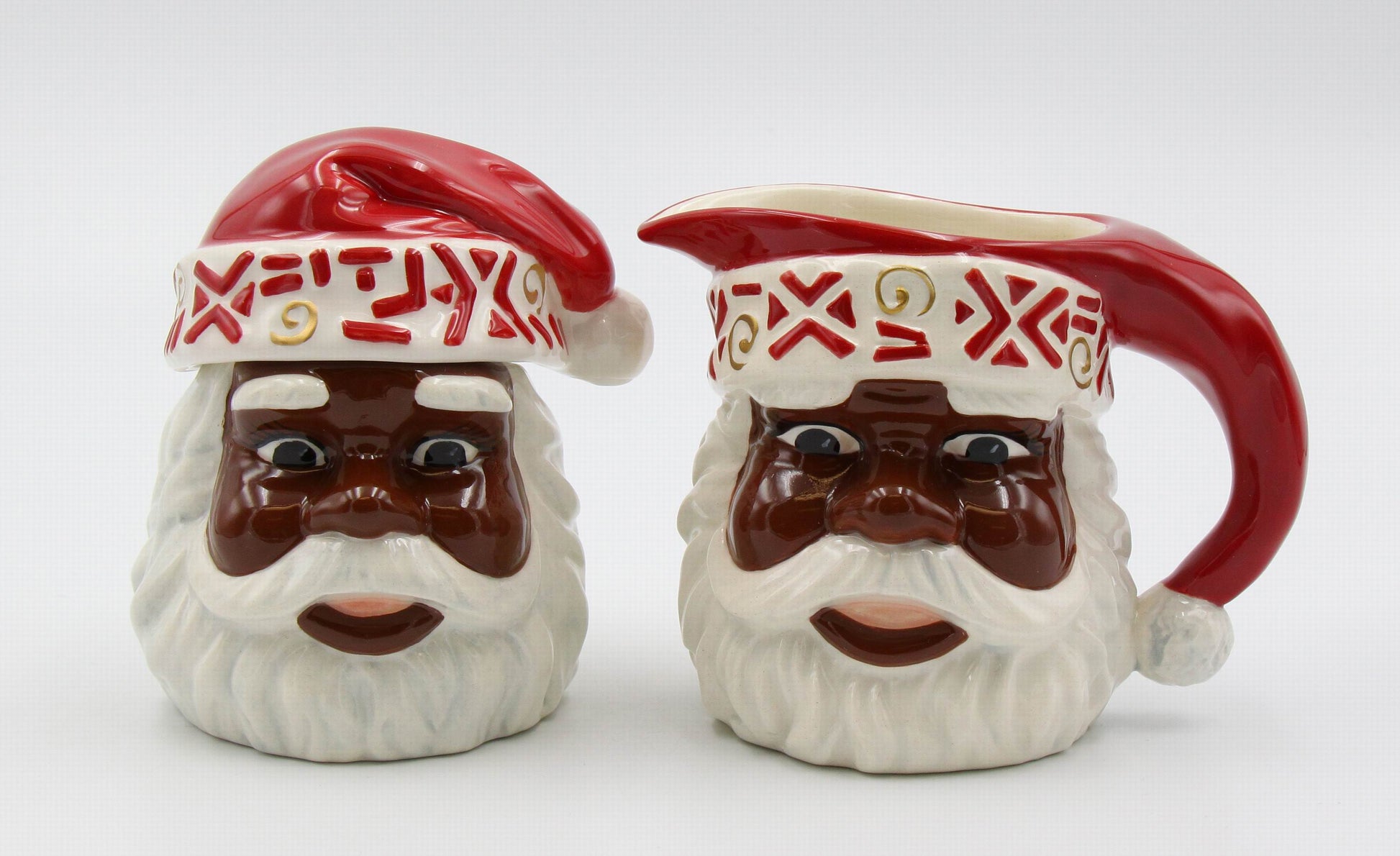 African American Santa Sugar And Creamer Set - kevinsgiftshoppe