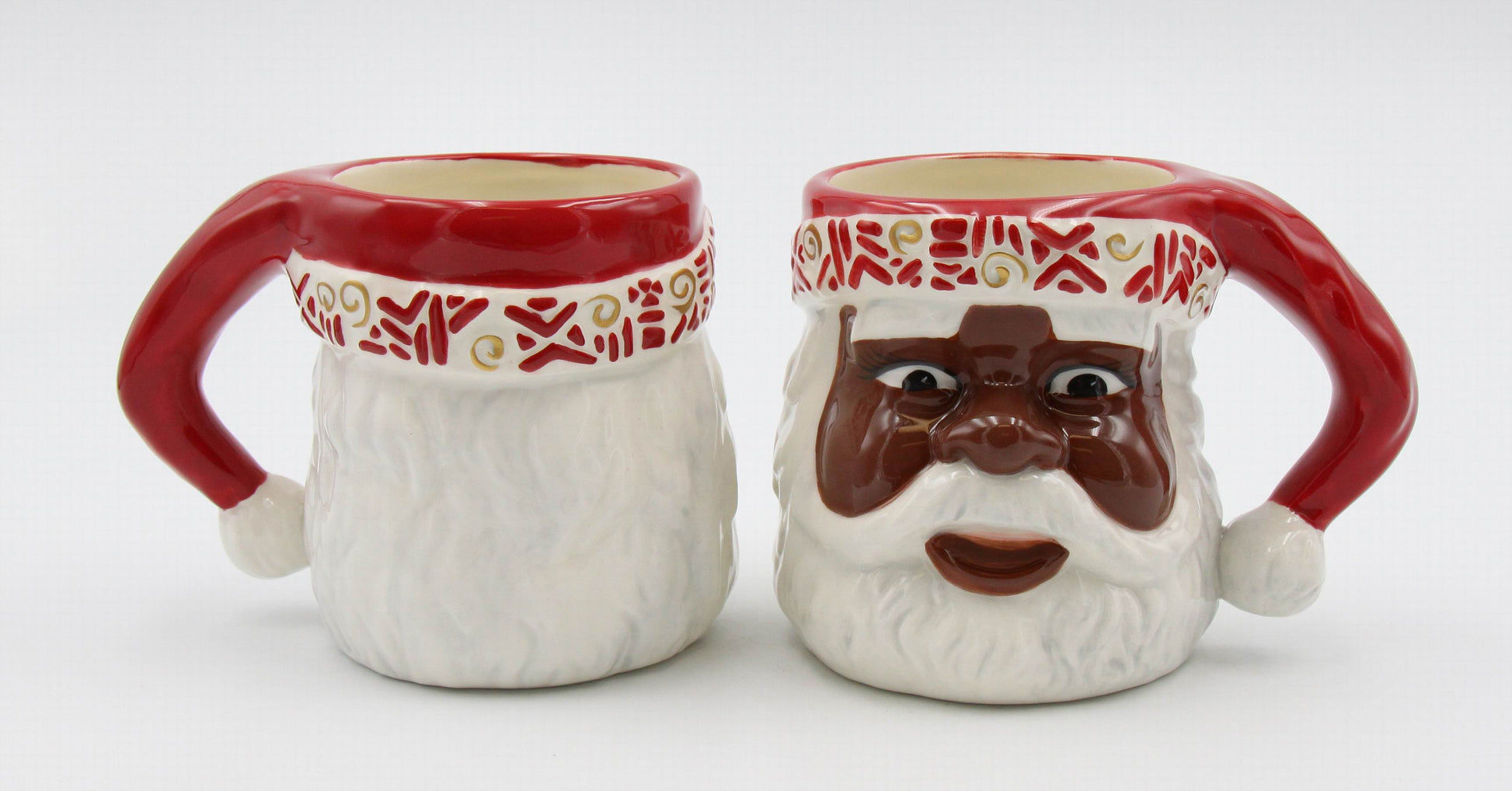 Ceramic African American Set Of 2 Santa Mug Home Décor Gift for Her Gift for Mom Kitchen Décor Christmas Décor - Mugs