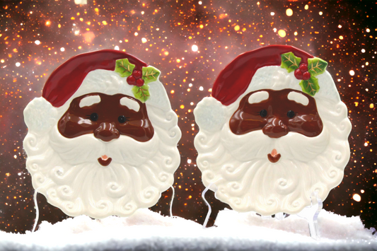 Ceramic African American Set Of 2 Santa Plates Home Décor Gift for Her Gift for Mom Kitchen Décor Christmas Décor