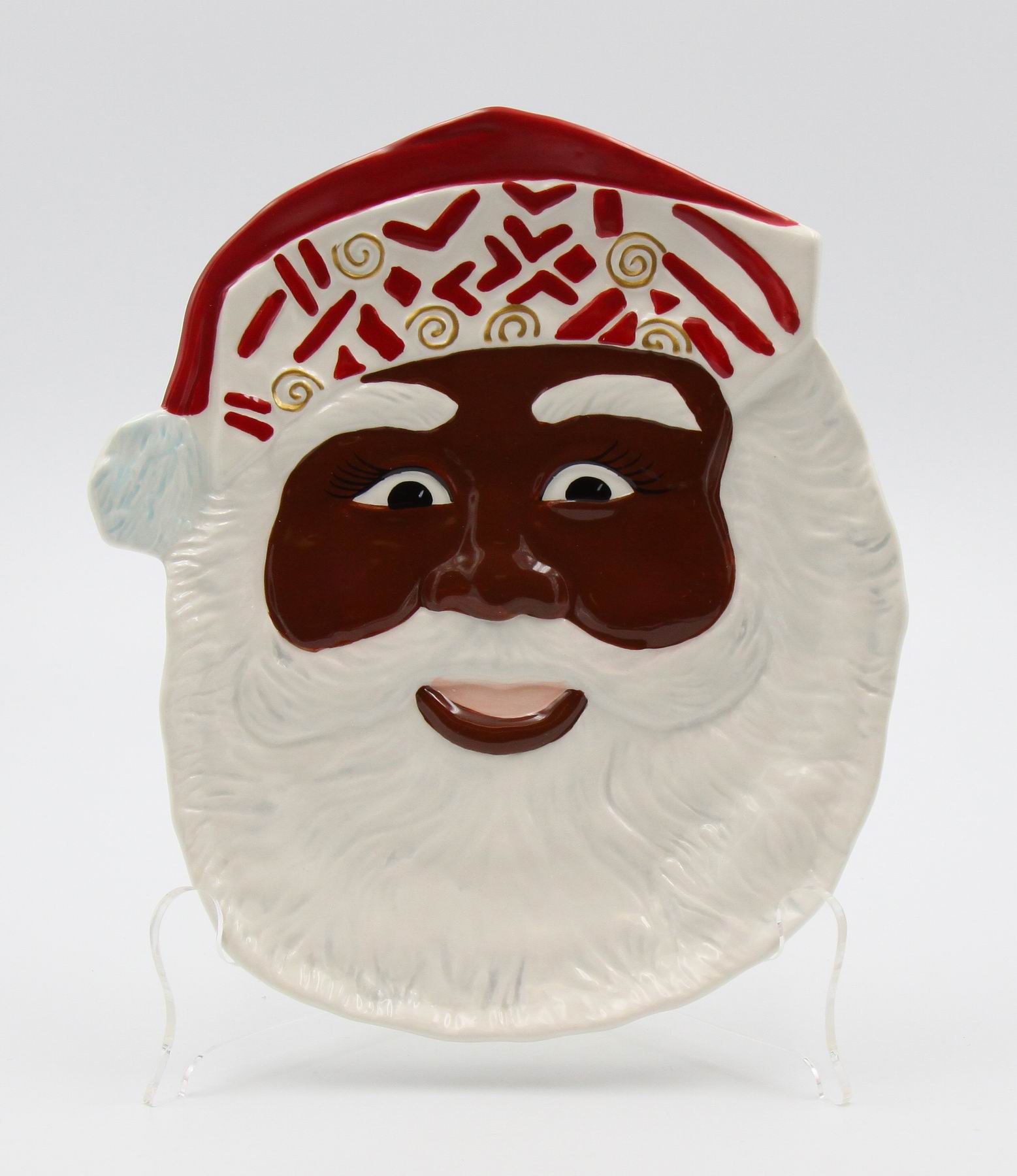 African American Set Of 2 Santa Plate - kevinsgiftshoppe