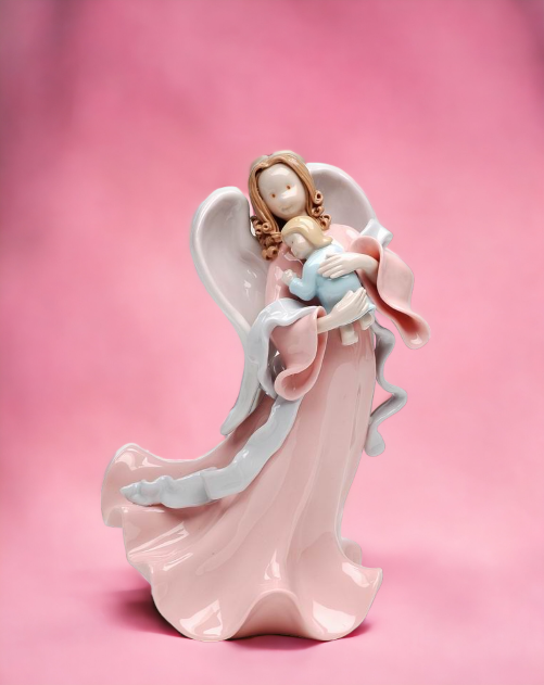 Ceramic Angel Holding Baby Figurine Religious Décor Religious Gift Church Décor Church Gift Baptism Gift - Figurine