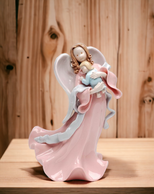 Ceramic Angel Holding Baby Figurine Religious Décor Religious Gift Church Décor Church Gift Baptism Gift - Figurine