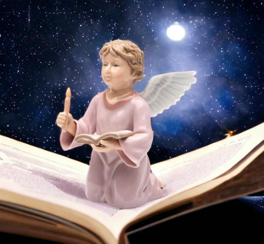 Ceramic Angel Holding Book and Candle Figurine Home Décor Religious Décor Religious Gift Church Décor Baptism Gift