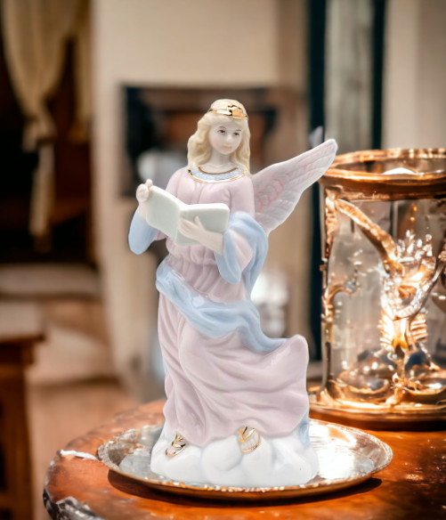 Ceramic Angel Holding Book Figurine Religious Décor Religious Gift Church Décor Church Gift Baptism Gift - Figurine