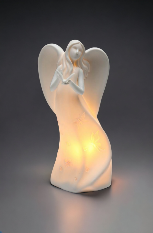 Ceramic Angel Holding Butterfly Nightlight Home Décor Religious Décor Religious Gift Church Décor Baptism Gift - Night