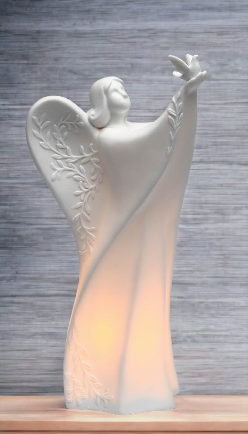 Ceramic Angel Holding Dove Night Light Home Décor Religious Décor Religious Gift Church Décor Baptism Gift - Night