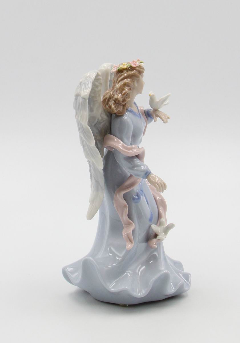 Ceramic Angel Holding Peace Dove Music Box Home Décor Religious Décor Religious Gift Church Décor Baptism Gift - Music