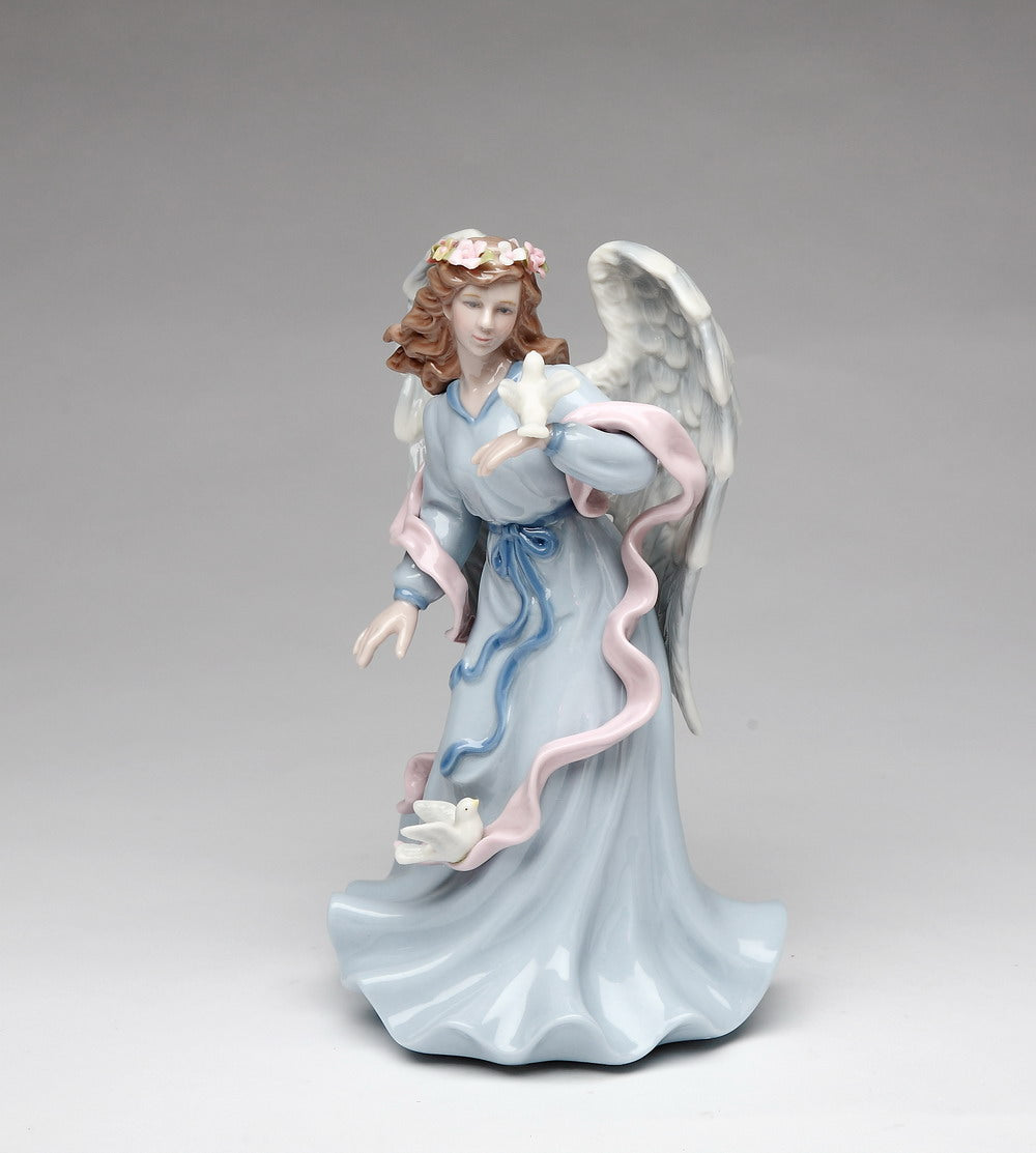 Ceramic Angel Holding Peace Dove Music Box Home Décor Religious Décor Religious Gift Church Décor Baptism Gift - Music