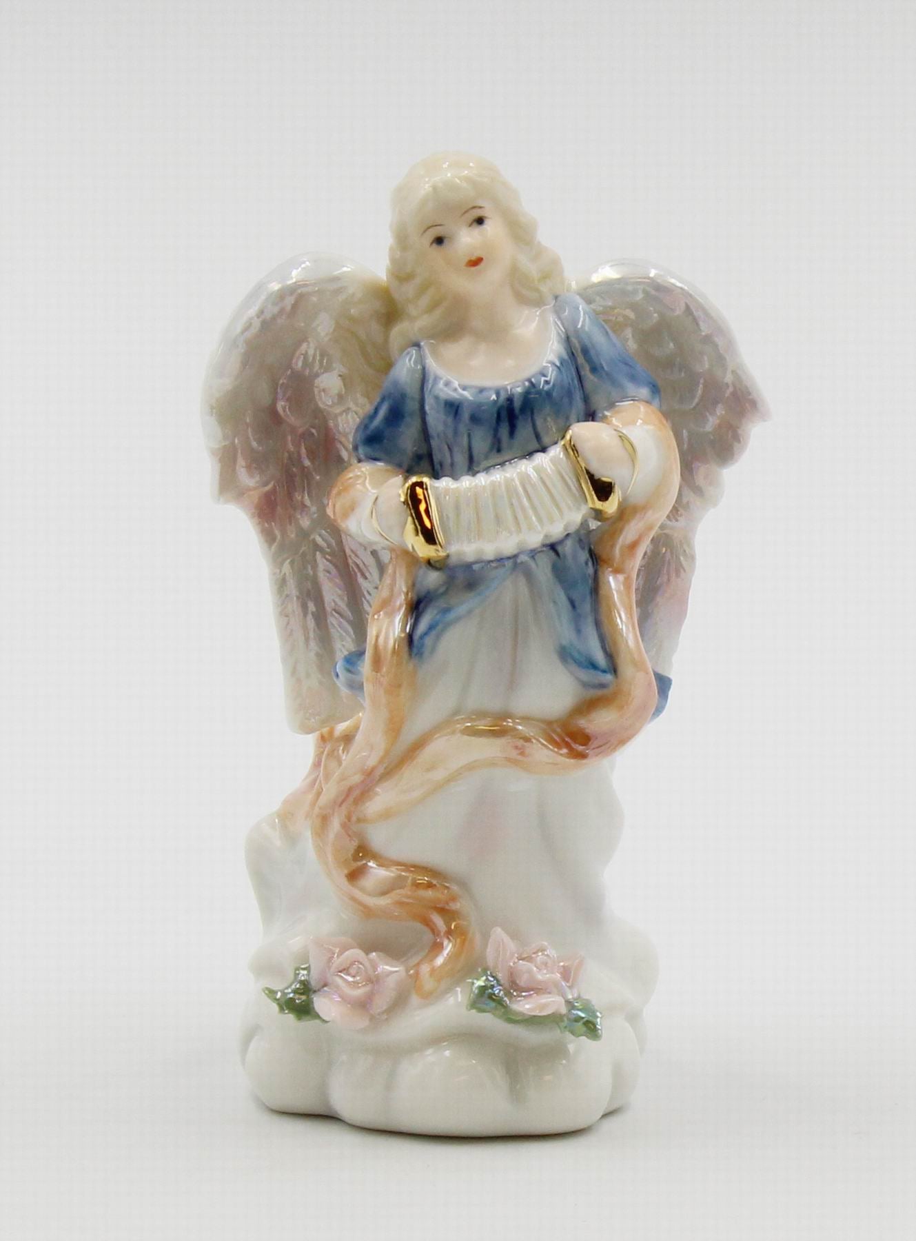 Ceramic Angel Playing Accordion Figurine Religious Décor Religious Gift Church Décor Church Gift Baptism Gift - Figurine