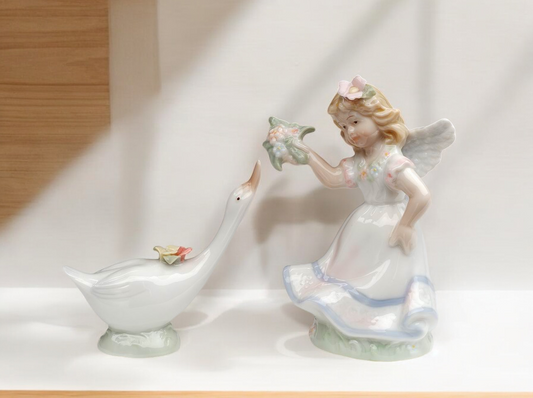 Ceramic Angel Playing with Goose Salt and Pepper Shakers Religious Gift or Decor Vintage Decor Gift for Mom Gift