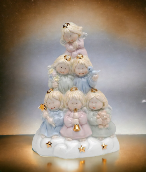 Ceramic Angel Tree Music Box Home Décor Religious Décor Religious Gift Church Décor Baptism Gift Nursery Room Decor
