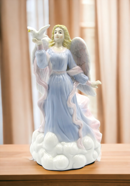 Ceramic Angel with Dove Bird Figurine Religious Décor Religious Gift Church Décor Church Gift Baptism Gift - Figurine