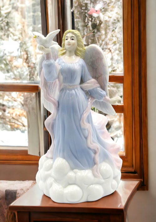 Ceramic Angel with Dove Bird Figurine Religious Décor Religious Gift Church Décor Church Gift Baptism Gift - Figurine