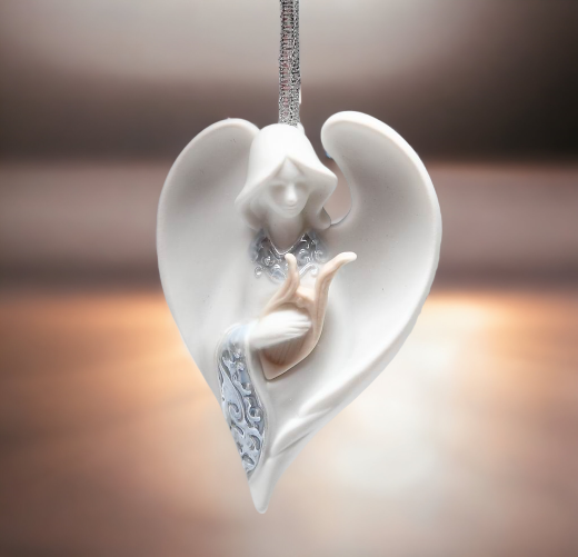 Ceramic Angel With Harp Ornament Home Décor Religious Décor Religious Gift Church Décor Baptism Gift - Ornament