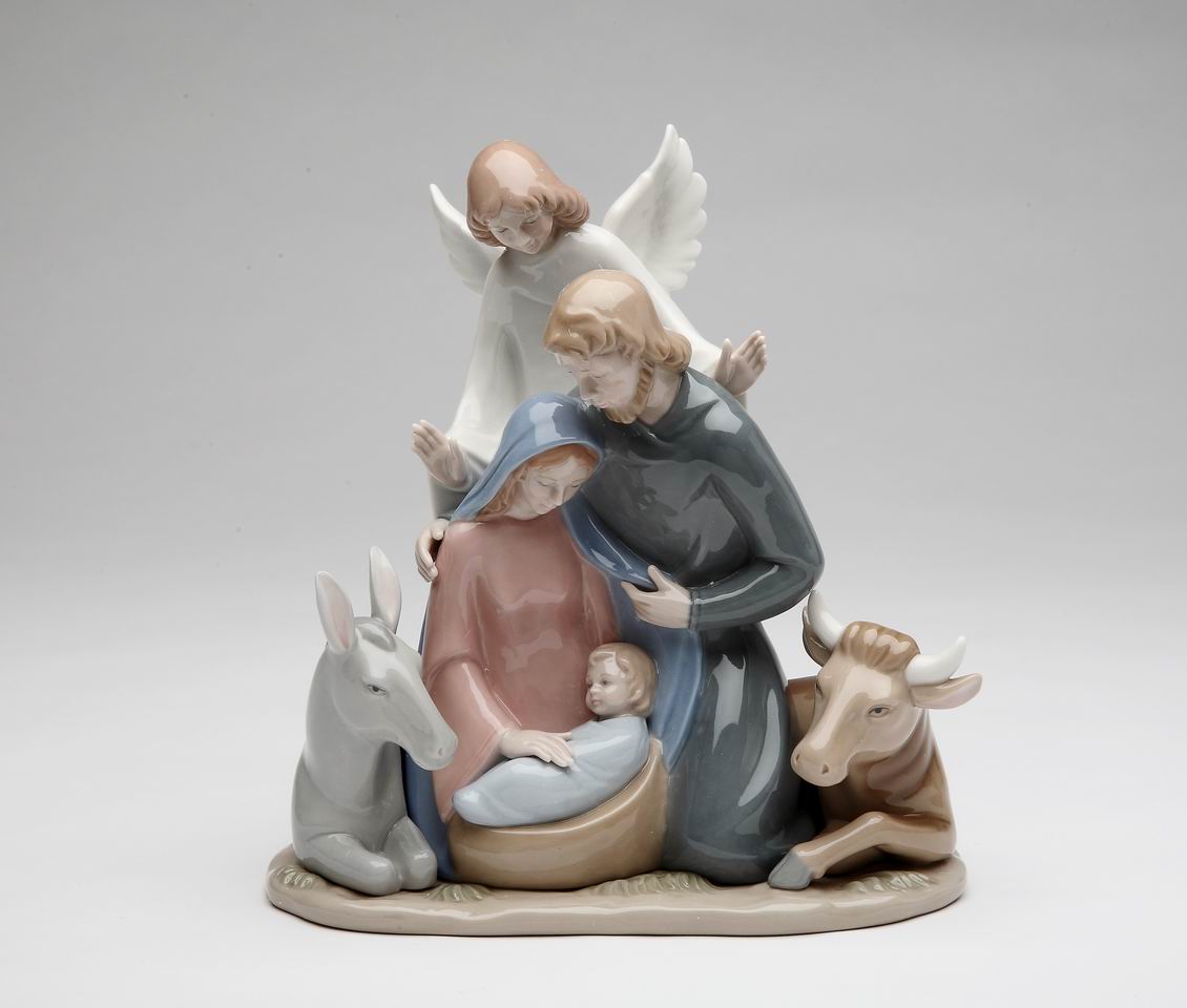 Ceramic Angel With Holy Family Nativity Figurine Christmas Décor Religious Décor Gift Church Décor Baptism Gift Easter