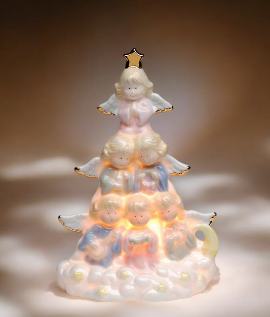 Ceramic Angels Nightlight Nursery Room Decor Religious Gift for Decor Baptism Gift Guardian Angel - Night Lights &