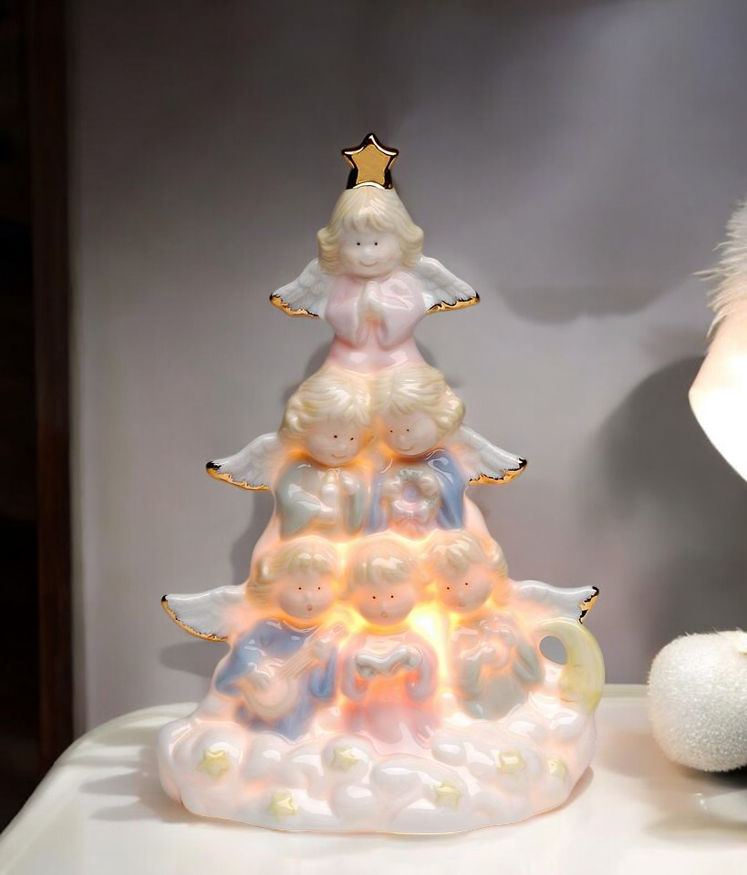 Ceramic Angels Nightlight Nursery Room Decor Religious Gift for Decor Baptism Gift Guardian Angel - Night Lights &