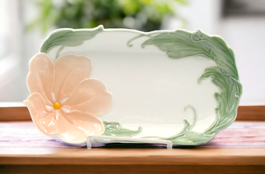 Ceramic Apple Blossom Flower Plates - Set Of 2 Home Décor Gift for Her Gift for Mom Nature Lover Décor Cottagecore Café