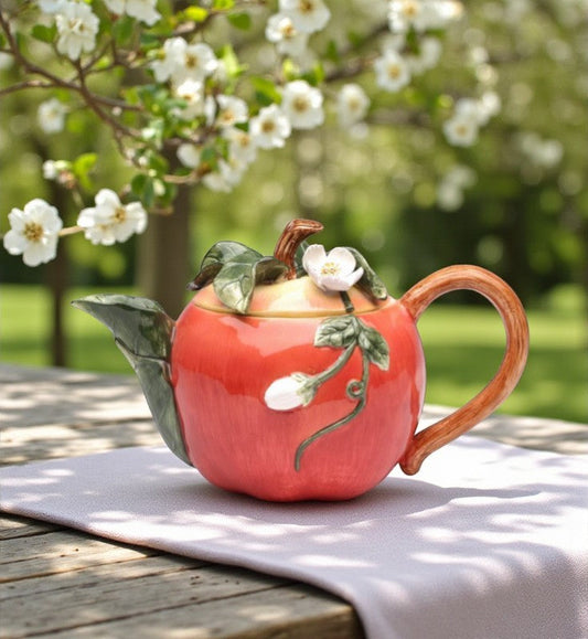 Ceramic Apple Teapot Gift for Her Gift for Mom Tea Party Décor Café Décor Farmhouse Décor - teapot