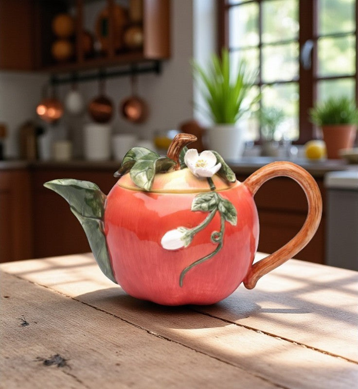 Ceramic Apple Teapot Gift for Her Gift for Mom Tea Party Décor Café Décor Farmhouse Décor - teapot