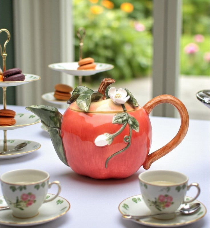 Ceramic Apple Teapot Gift for Her Gift for Mom Tea Party Décor Café Décor Farmhouse Décor - teapot