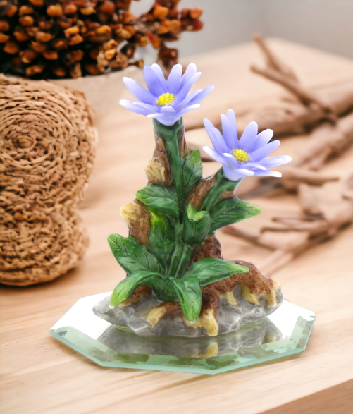 Ceramic Aster Flower Figurine Home Décor Gift for Her Gift for Mom Vanity Décor - Figurines