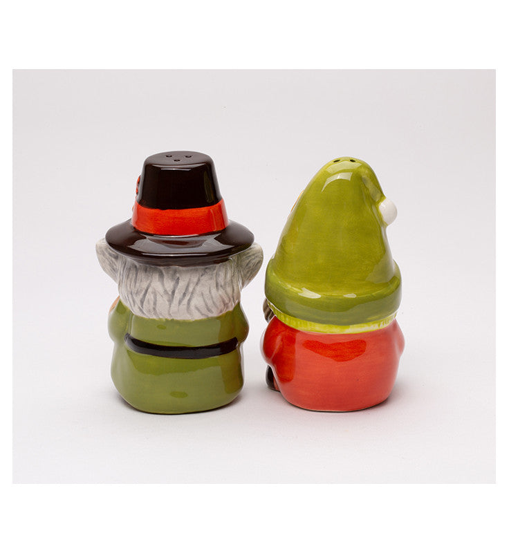 Ceramic Autumn Pilgrim Gnome Salt and Pepper Shakers Thanksgiving Decor Fairy Garden Decor Gnome Collector Gift Gift