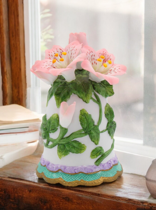Ceramic Azalea Flowers Bell Wedding Decor Gift for Her Gift for Mom Home Decor - Bell