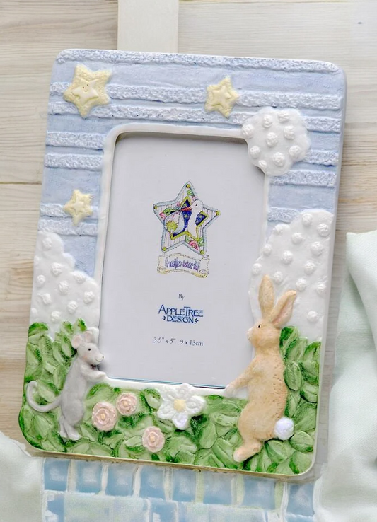 Ceramic Baby Photo Frame for 3.5’’ x 5’’ Photo Baby Shower Gift Home Decor Nursery Room Decor Gift for New Parents