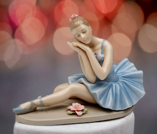 Ceramic Ballerina Dreaming in Blue Dress Figurine Home Décor Gift for Her Gift for Daughter Gift for Ballerina Dancer