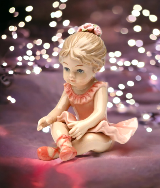 Ceramic Ballerina Girl Sitting Down Figurine Home Décor Gift for Her Gift for Daughter Gift for Ballerina Dancer