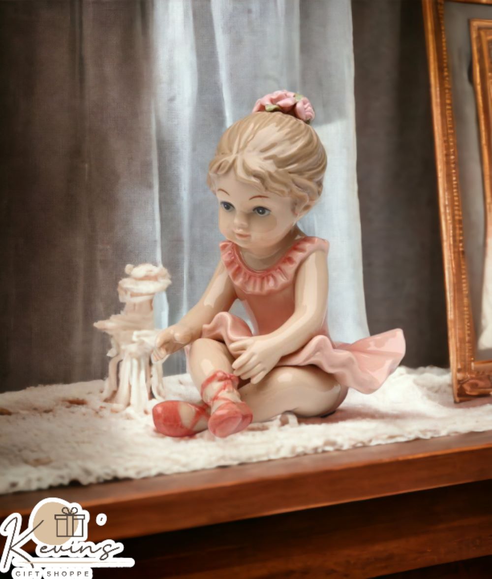Ceramic Ballerina Girl Sitting Down Figurine Home Décor Gift for Her Gift for Daughter Gift for Ballerina Dancer