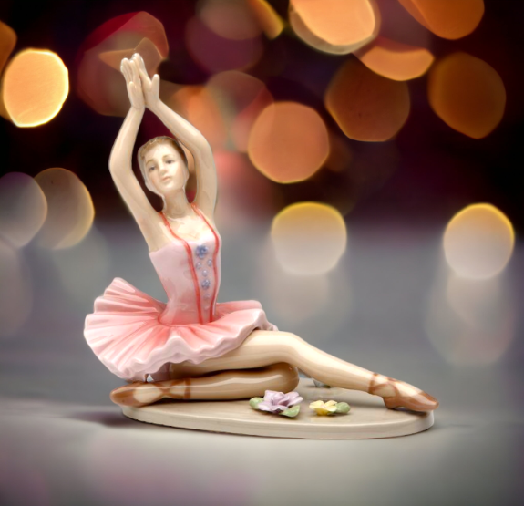 Ceramic Ballerina Posing in Pink Dress Figurine Home Décor Gift for Her Gift for Daughter Gift for Ballerina Dancer
