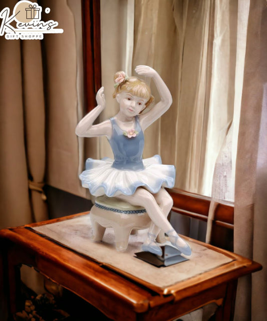 Ceramic Ballerina Sitting On Chair Figurine Home Décor Gift for Her Gift for Daughter Gift for Ballerina Dancer