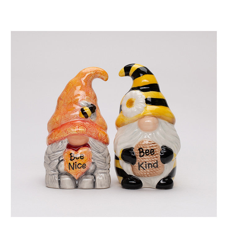 Ceramic Bee Gnome Salt and Pepper Shakers Kitchen Decor Fairy Garden Decor Gnome Collector Gift Gift for Her - SALT