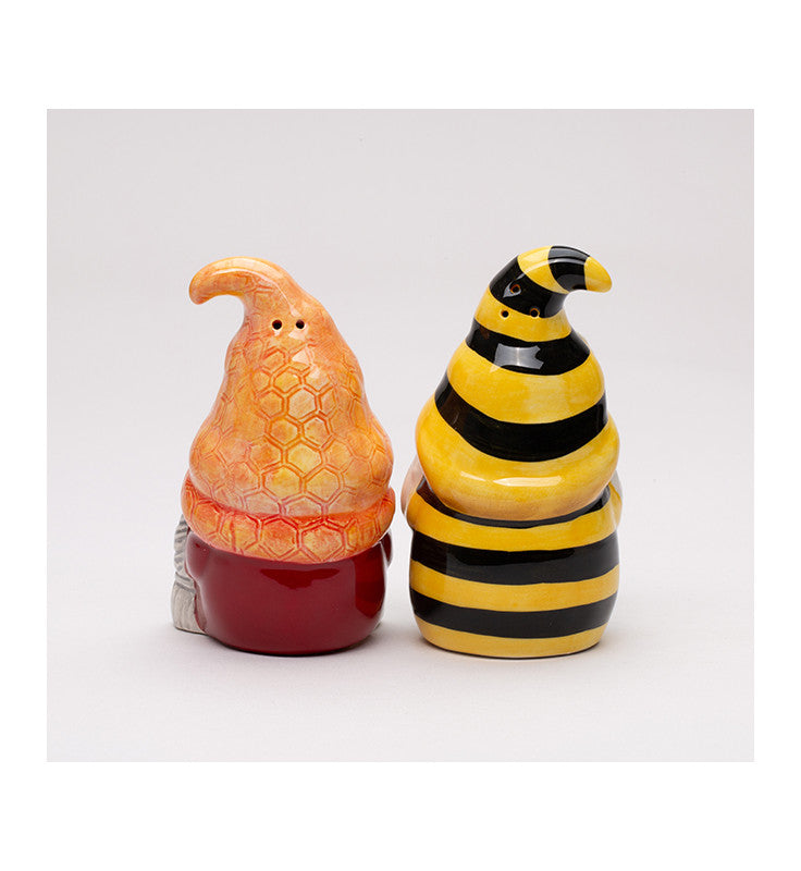 Ceramic Bee Gnome Salt and Pepper Shakers Kitchen Decor Fairy Garden Decor Gnome Collector Gift Gift for Her - SALT