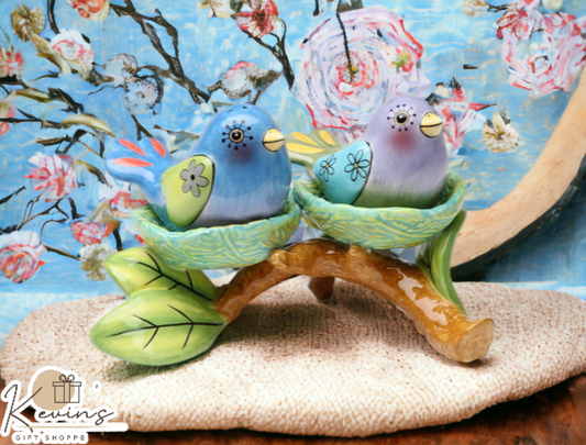 Ceramic Bird Nest Salt and Pepper Shakers and Tealight Candle Holders Home Décor Gift for Her Gift for Mom Kitchen