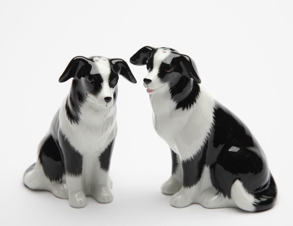 Ceramic Black and White Border Collie Dog Salt & Pepper Shakers Home Décor Gift for Her Gift for Mom Kitchen Décor Dog