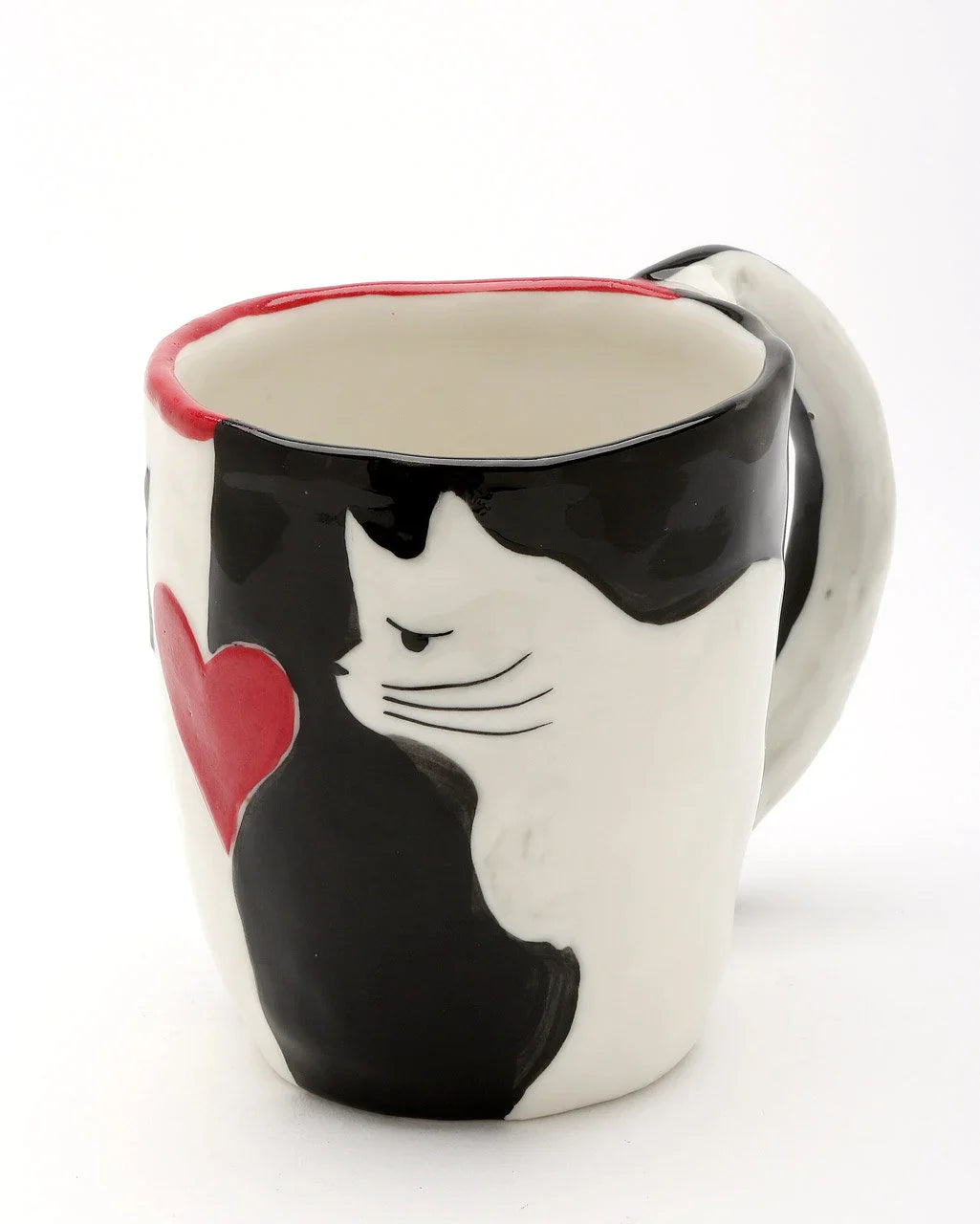 Ceramic Black and White Cat Mug Cat Lover Gift Kitchen Decor Gift for Her - Mugs