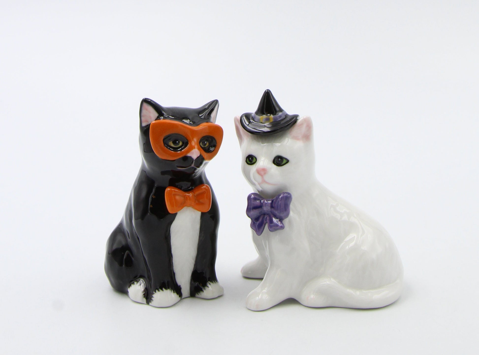 Ceramic Black and White Cats in Costumes Salt and Pepper Home Décor Gift for Her Mom Kitchen Décor Cat Lovers Gift Pet