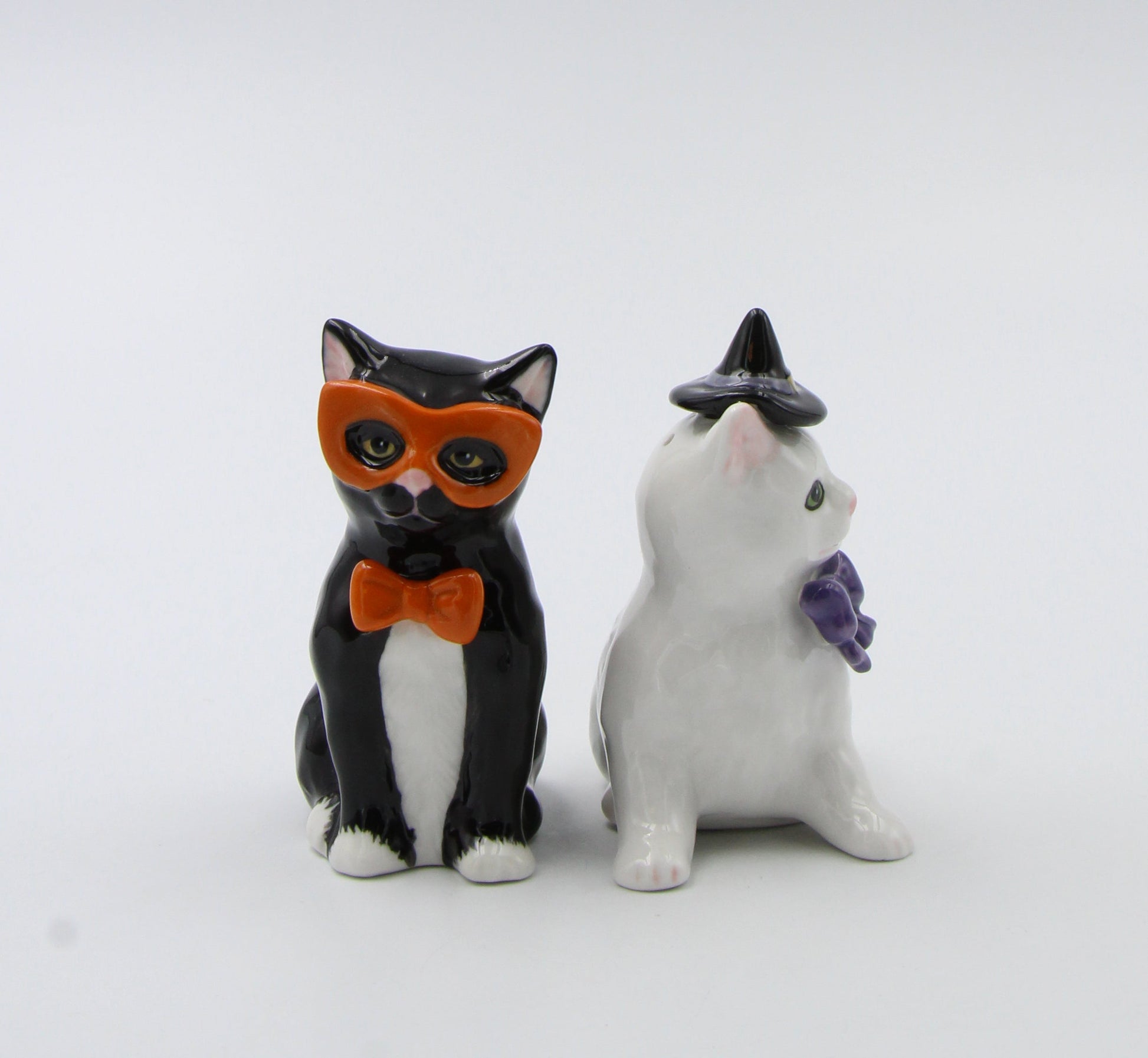 Ceramic Black and White Cats in Costumes Salt and Pepper Home Décor Gift for Her Mom Kitchen Décor Cat Lovers Gift Pet
