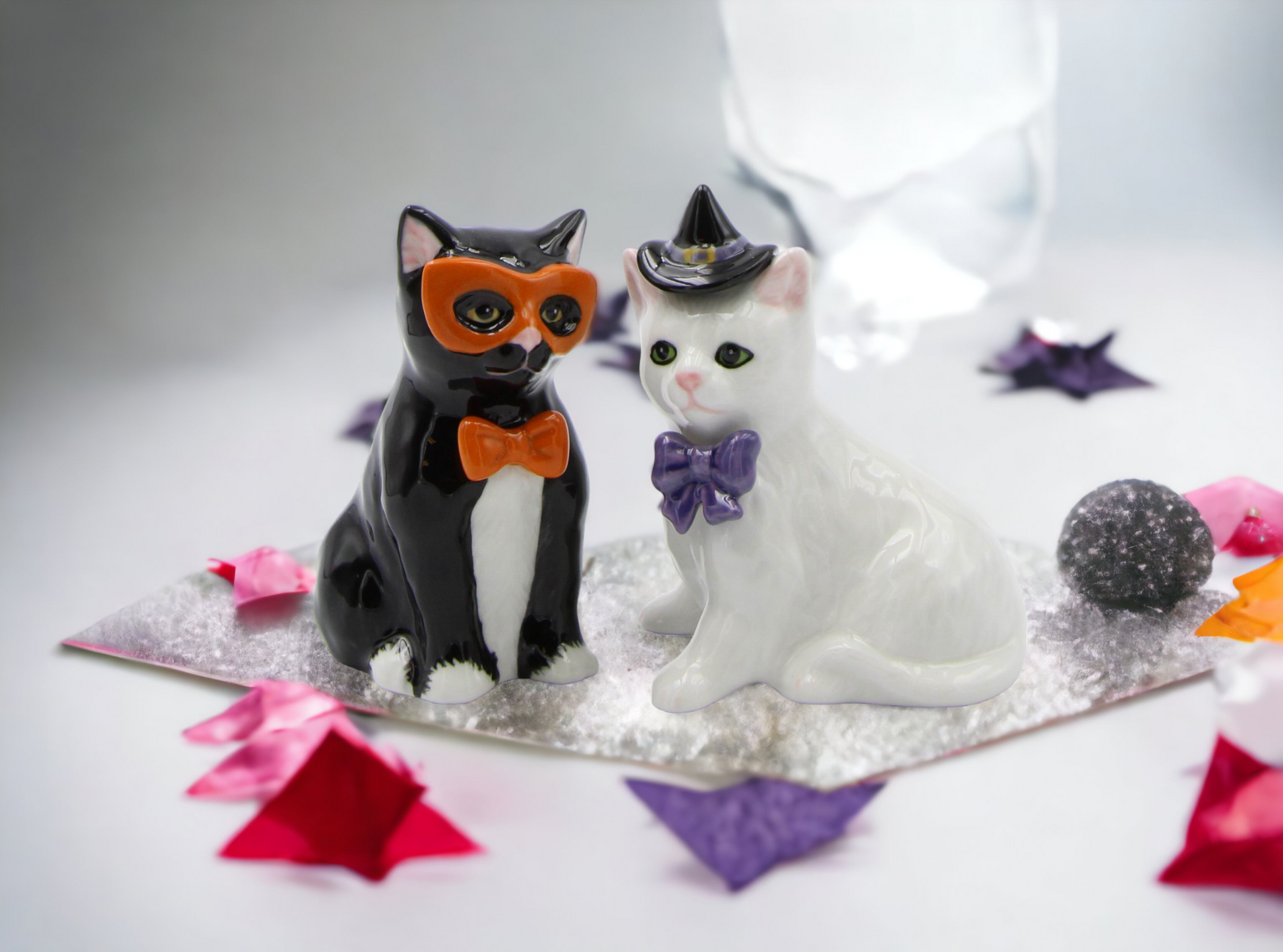 Ceramic Black and White Cats in Costumes Salt and Pepper Home Décor Gift for Her Mom Kitchen Décor Cat Lovers Gift Pet