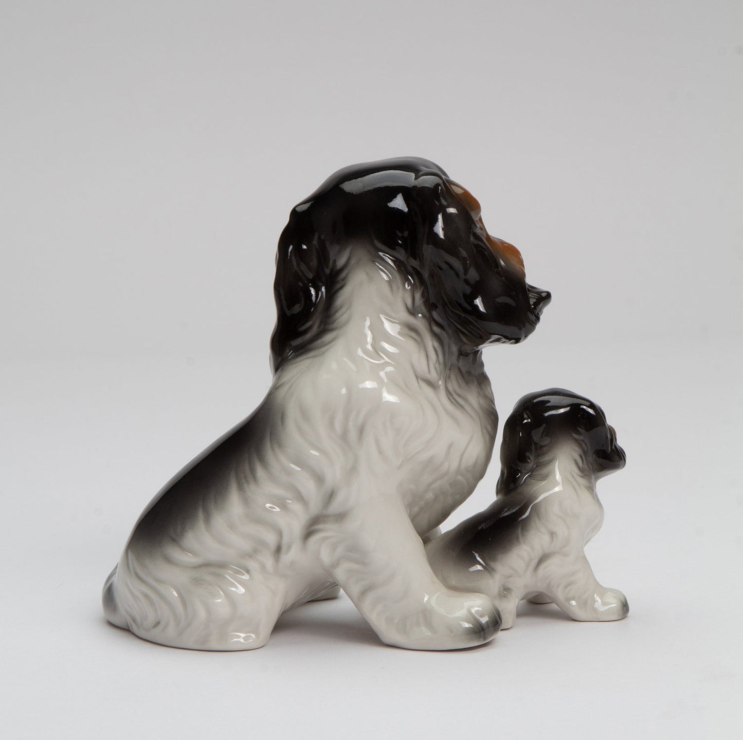 Ceramic Black and White Cocker Spaniel Dog with Puppy Figurine Gift for Her Gift for Mom Kitchen Décor Dog Lover Gift
