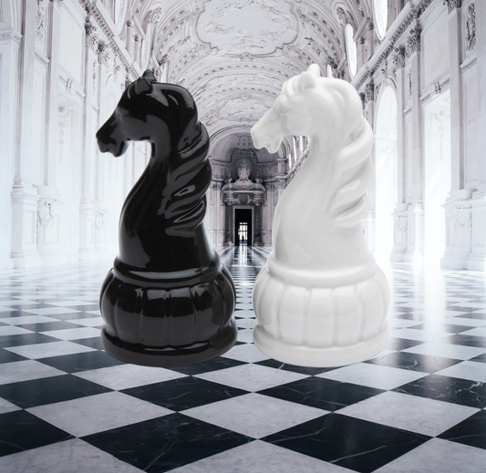 Ceramic Black and White Knight Chess Piece Salt and Pepper Shakers Home Décor Gift for Him Gift for Dad Kitchen Décor