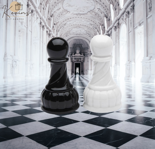 Ceramic Black and White Pawn Chess Piece Salt and Pepper Shakers Home Décor Gift for Him Gift for Dad Kitchen Décor