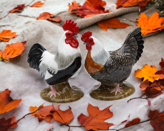 Ceramic Black and White Rooster Salt & Pepper Shakers Home Décor Gift for Her Gift for Mom Kitchen Décor Farmhouse