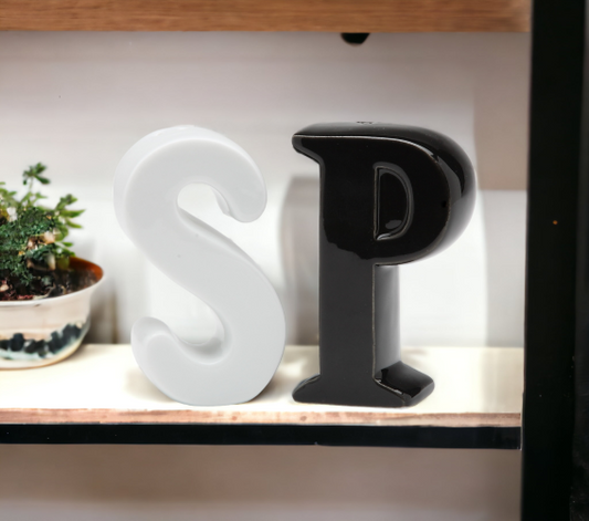 Ceramic Black and White SP Salt and Pepper Shakers Home Décor Gift for Her Gift for Mom Kitchen Décor - Salt & Pepper